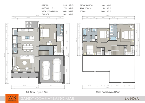 Floor plan for 4 beds, 3.5 baths, 1888 sqft